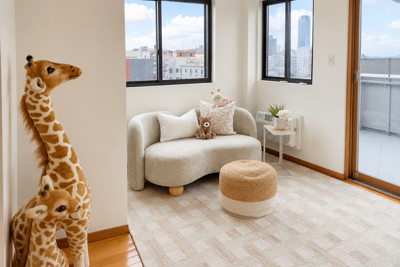 Bedroom with Manhattan skyline view